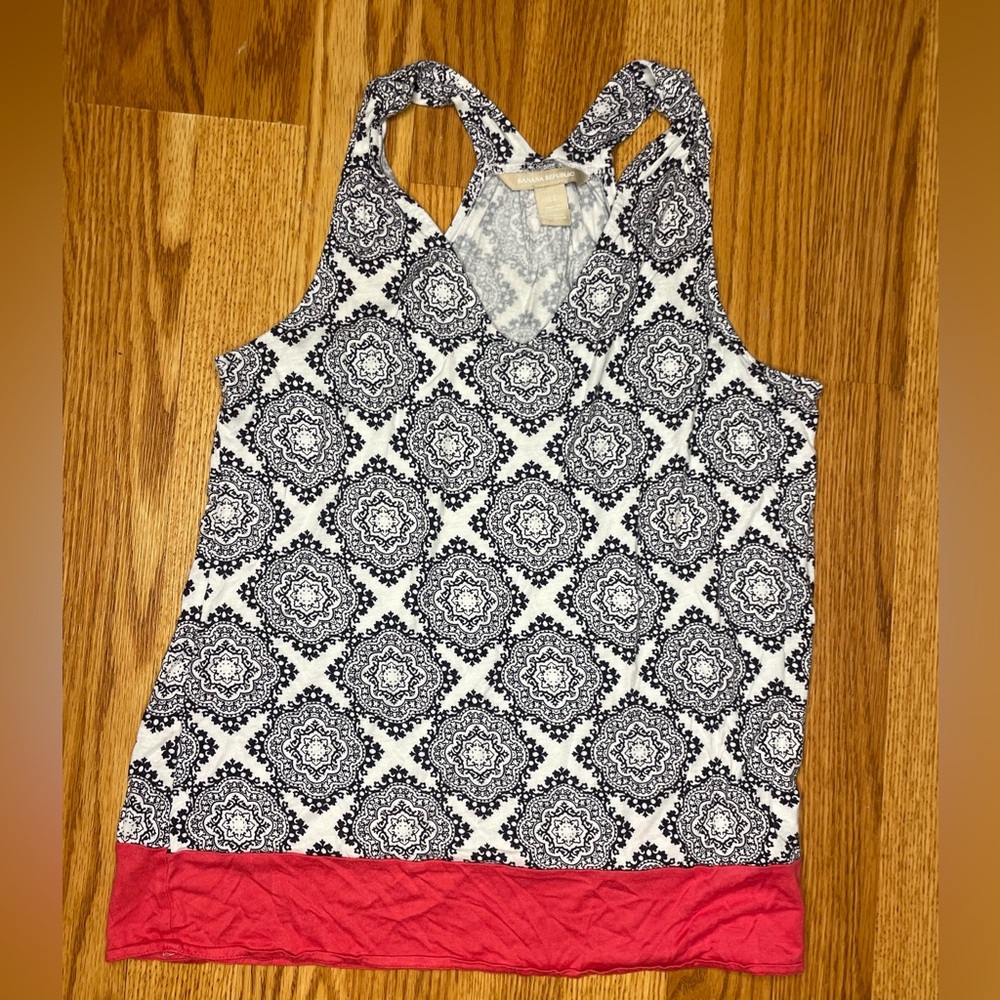 Banana Republic super soft racer back tank top- navy, white & coral